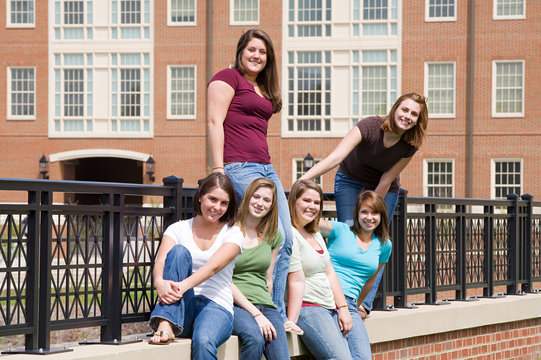 Group of college Girls on Campus