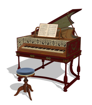 Harpsichord - 3D render