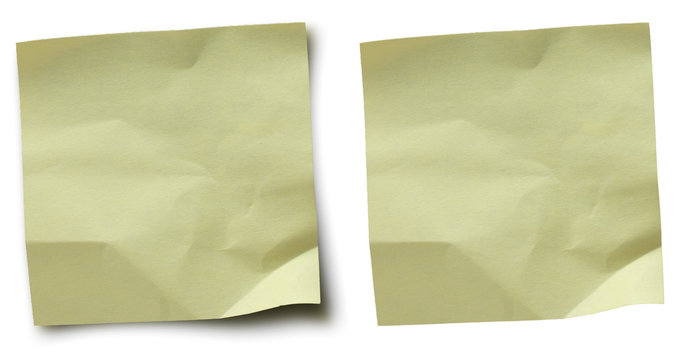 vieille note froiss&eacute;e - papier adh&eacute;sif jaune pour message