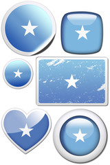 Somalia  - Glossy and colorful stickers with reflection set