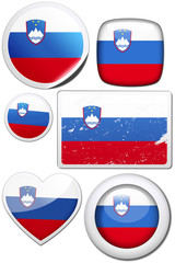 Slovenia - Glossy and colorful stickers with reflection set
