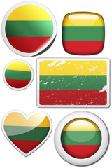 Lithuania - Glossy and colorful stickers with reflection set