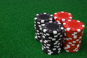 2 stacks of poker chips