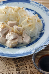 asian chicken noodle with fresh organic vegetables