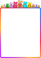 Obraz premium bunter rahmen mit teddies im Kopf