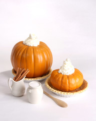 Pumpkin pie ingredients isolated on a white background