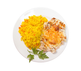 baked meat with rice indian curry