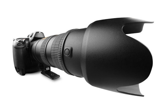 Fototapeta un téléobjectif sur l'appareil photo numérique