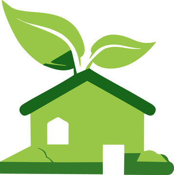 Green house with leaves