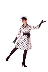 Fashion girl posing on white background