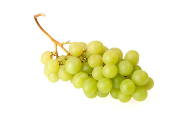 bunch of fresh green grapes isolated on white