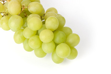 bunch of fresh green grapes isolated on white