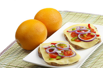 Sandwich and orange