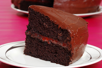 closeup of double chocolate cake