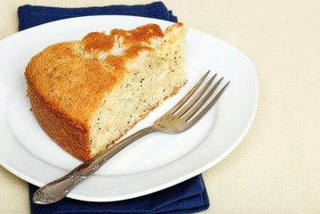 tasty slice of lemon poppy seed cake