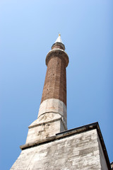 Fototapeta na wymiar Small mosque minaret in Istanbul Turkey