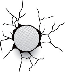 Golf ball in cracked wall