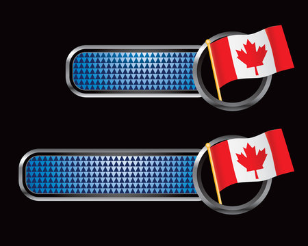 Canadian Flag On Blue Checkered Banners