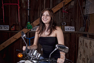 Fototapeta na wymiar Girl on scooter