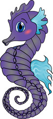 Cartoon sea horse. Hippocampus.