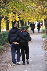 Lovers walking in the park