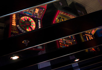 Slot machines - reflection in glass