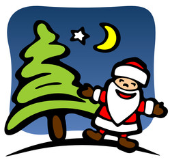 Santa and Christmas tree