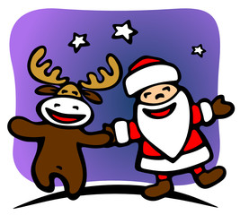 Santa and deer