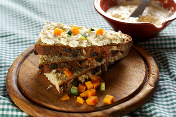 Whole wheat bread with curd and pumpkin