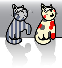 Two  kitten. Vector illustration.