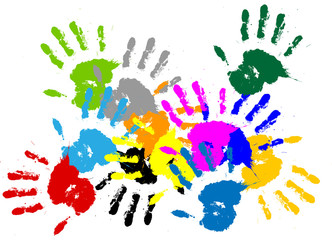 colorful vector ink drops / splash / hand / fingerprint