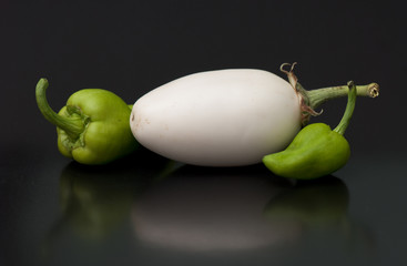 white egg-plant and pepper