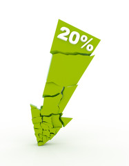 Broken 20% discount arrow