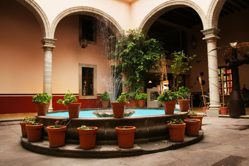 fountain in interior court in Guanajuato