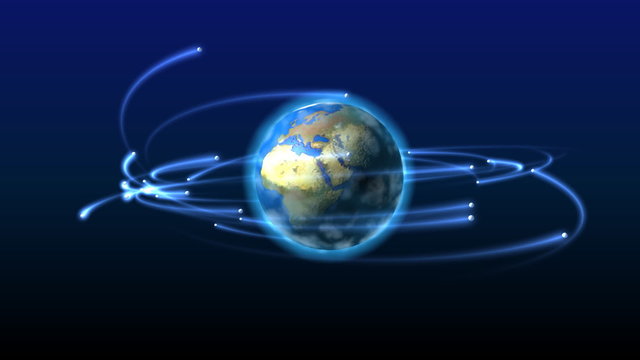 Earth and satellites in space