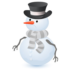 Christmas is over. Sad snowman.