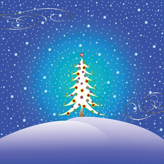 stars snow and christmas tree