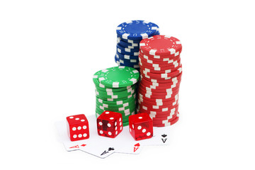 Casino chips isolated on the white