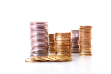 Coins isolated on white background