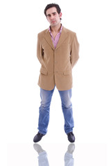 young business man full body in a white background