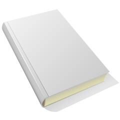 Lying blank hardcover book isolated on white background.