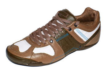 brown walking sport shoes isolated on white background