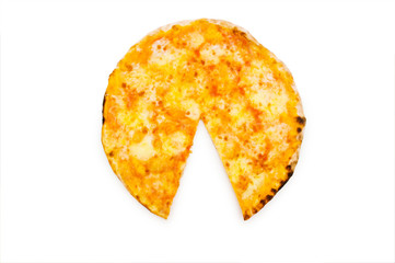 Round pizza isolated on the white background