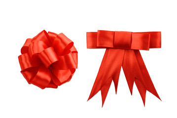 Red bow isolated on white background