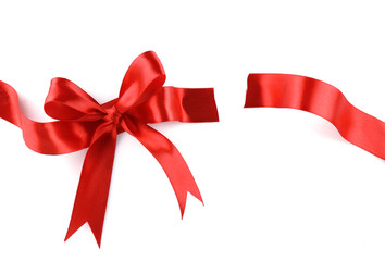 Red Gift Ribbon Bow cut into two parts