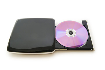 External dvd drive isolated on the white