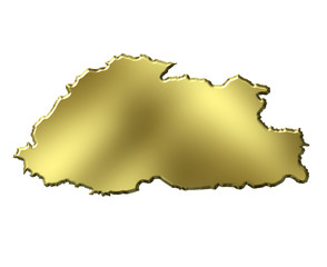 Bhutan 3d Golden Map