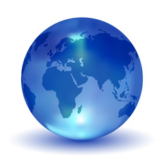 Glossy Blue Crystal Earth Globe