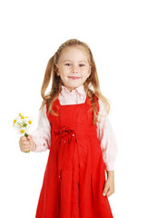 The girl with a bouquet of colors in a hand