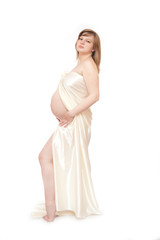 pregnant woman on white isolated background